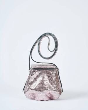 NEW LUTZ MORRIS women's blaine long strap cross body bag in disco ball silver